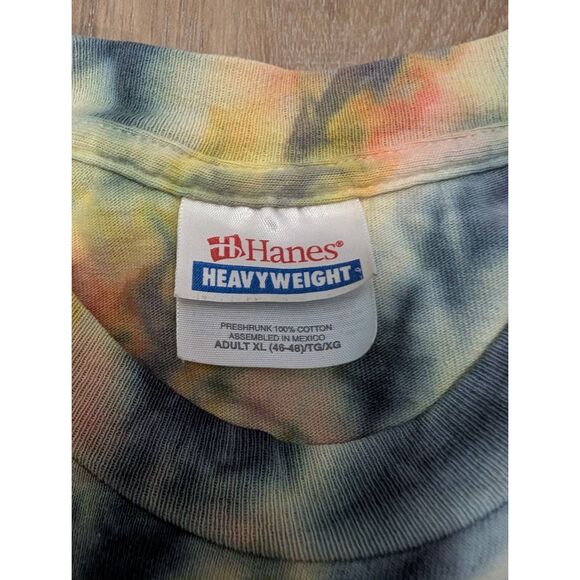 Vintage Hanes Heavyweight Tie Dye Weed Slang T-Shirt XL Rasta Spiral Cannabis - Picture 6 of 13